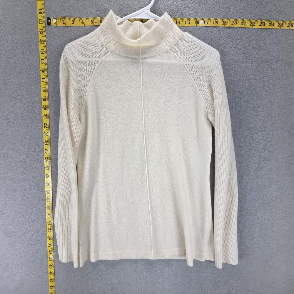 Griffen Cashmere Sweater Womens Small White 100%‎ Cashmere Mock Neck Flaw